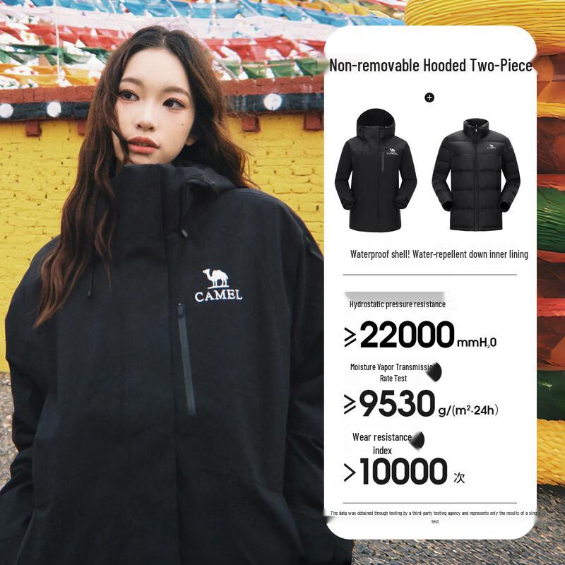 CAMEL Women s 3-in-1 Waterproof Down & Outdoor Jacket L