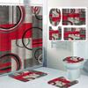 1/4 Geometric Stripes Shower Curtains, Toilet Seat Decoration, Shower Curtain With Carpet And Toilet Lid, 12 70.8X70.8 Inch Hook