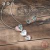 Luxury hot-selling enamel color love stud earrings necklace set women's cute heart-shaped versatile earrings necklace set