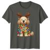 Christmas Dog Reindeer Antlers Holiday Lights Unisexs TShirt Unisexs Tee Graphic
