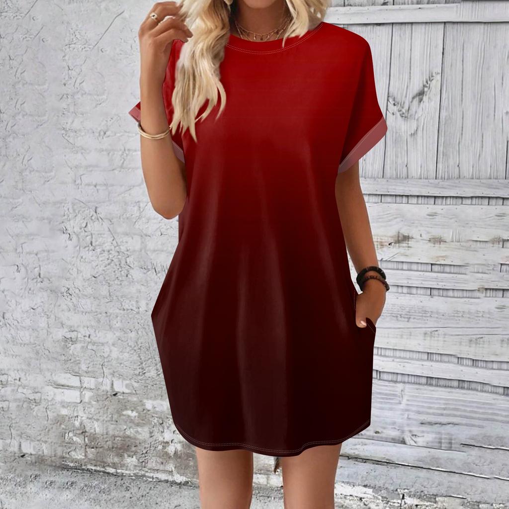 Damesmode Zomer Bedrukt Losse Korte Mouw Losvallende Middellange T-shirt Jurk