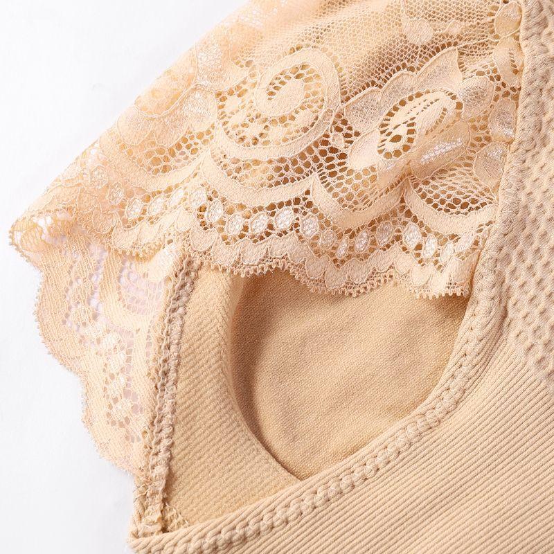 Women's High-Waisted Lace Trim Body Shaping Tummy Control Butt Lifting Triangle Panties with Boning Anti-Roll Edge