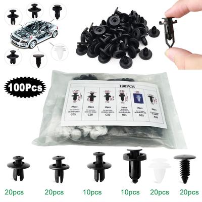 Kit de fixation universel pour carrosserie de voiture, 50 à 100 pièces, rivets, fixations pour pare-chocs, garnitures de porte, panneaux