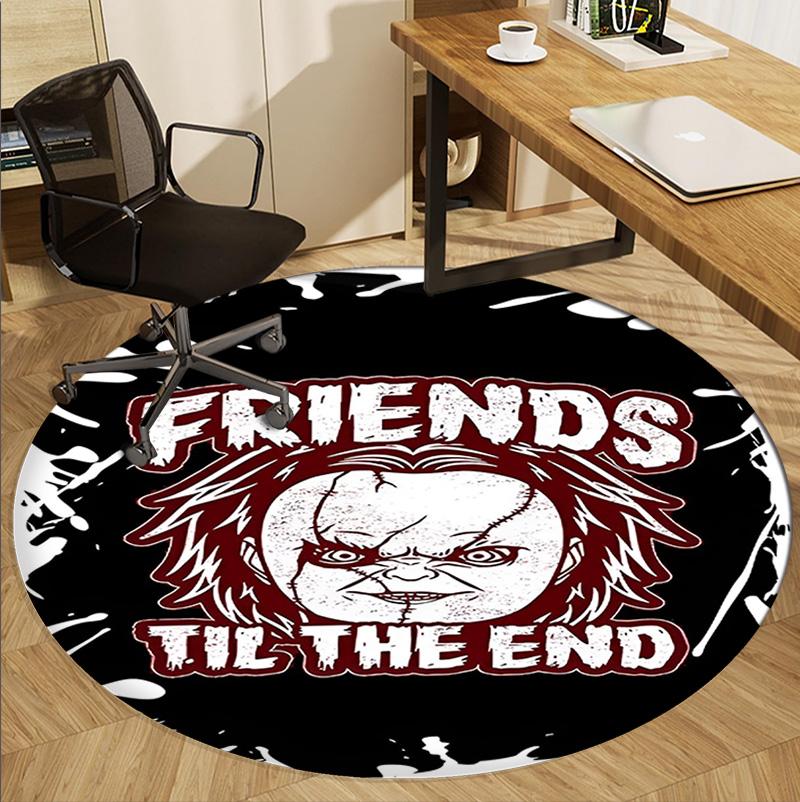 Bride of Chucky Pattern Round Rug, Indoor/Outdoor Mat, for Picnic, Gameroom, Bedroom, Office, Living Room, Home Decor Carpet, Birthday Gift
