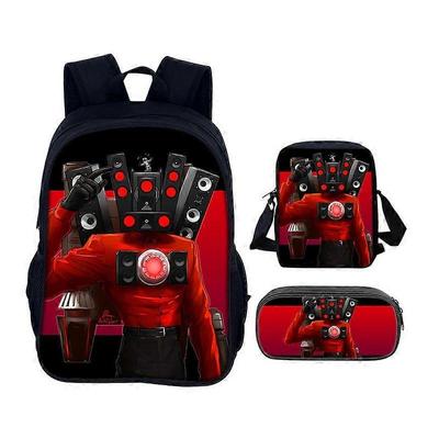 Toilet Man Primary and Secondary School Students' Three-piece Backpack Set 22