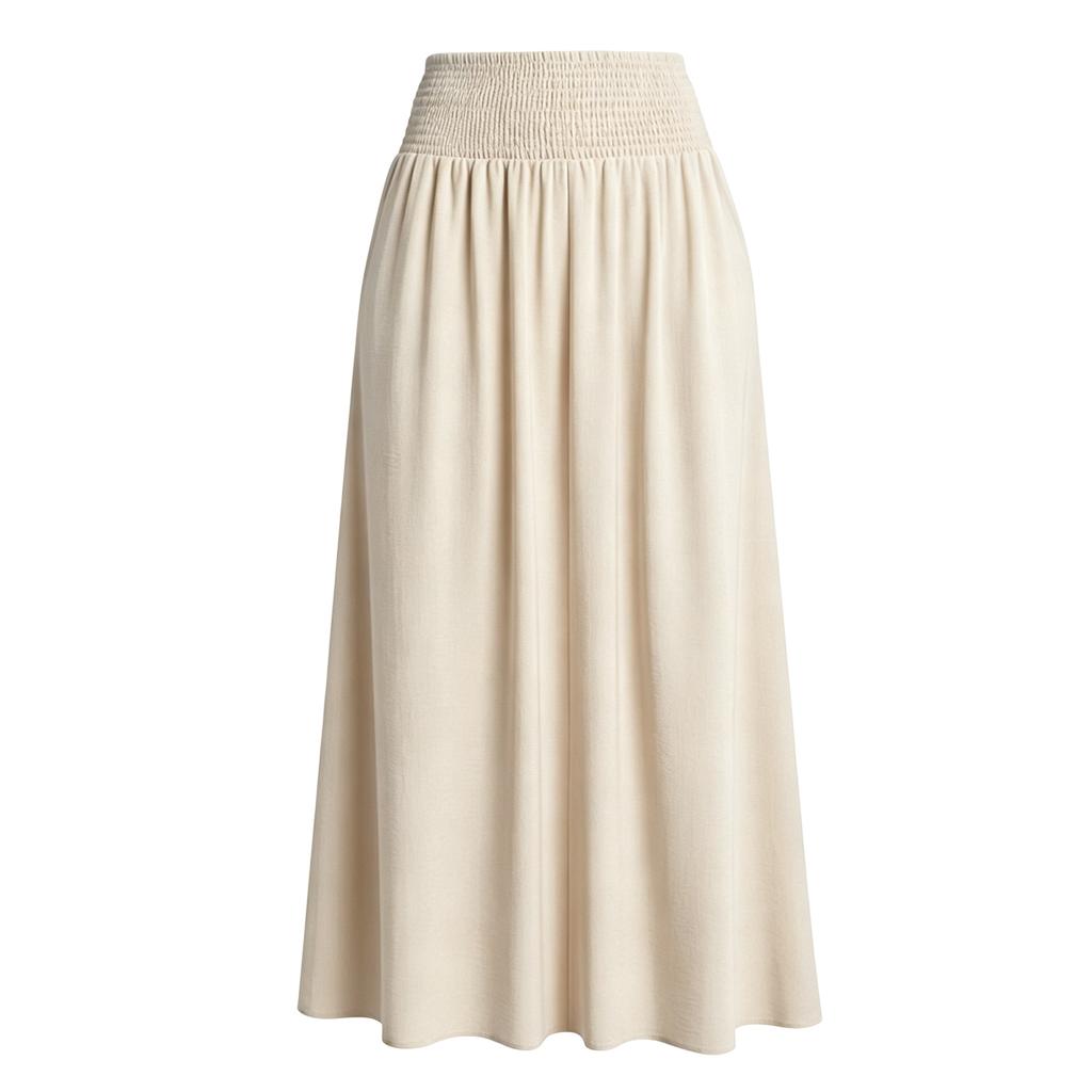 Women's Fashion Casual Color Pocket High Waist Loose Flared Midi Skirt