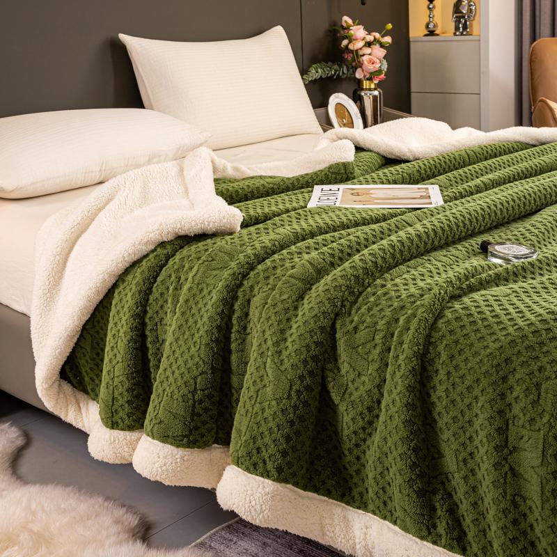 

Vintage Jacquard Carved Velvet Throw Blanket Double Layer AB Version Thick Warm Plush Bed Blanket Queen Size Autumn Winter Duvet 1.0x1.5m Kid Size