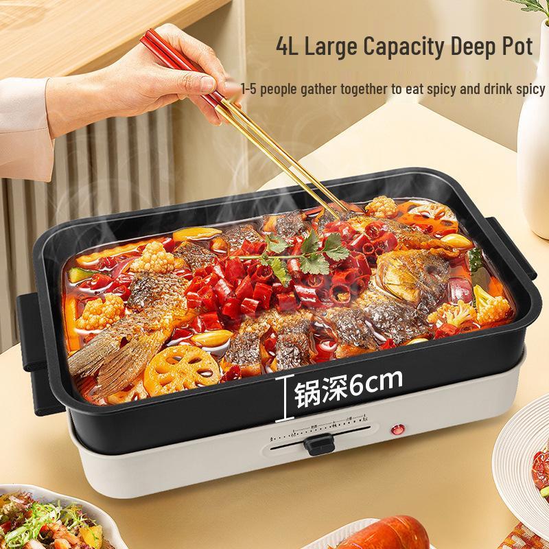 Multi-Function Electric Grill & Hot Pot Combo for Indoor BBQ and Baking