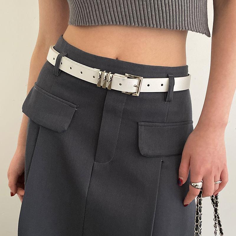 

And Fashionable Versatile Black And White Belt With Stylish Silver Buckle Ideal For Wardrobe Any білий