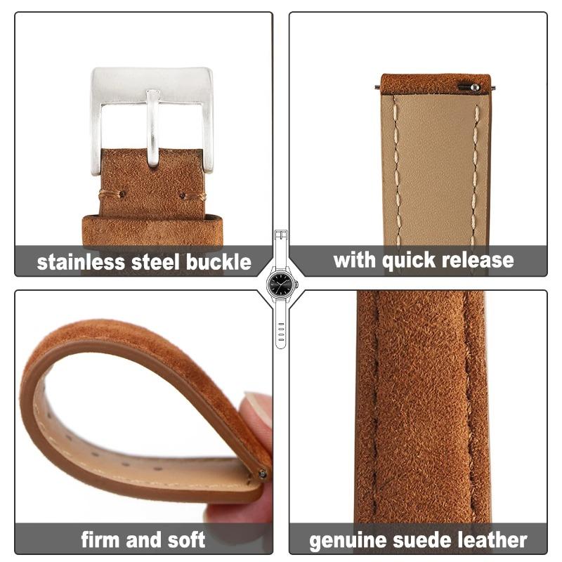 Watchband Suede Watch Strap for Samsung Galaxy Watch 3 46mm 42mm Active 2 40 44 Gear S3 Watch Band Strap 20 22mm Genuine Leather Bracelet