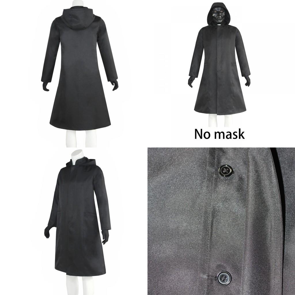 Kostým Squid Game Boss Front Man Oblek Černá Bunda Kabát Outfit Na Halloween