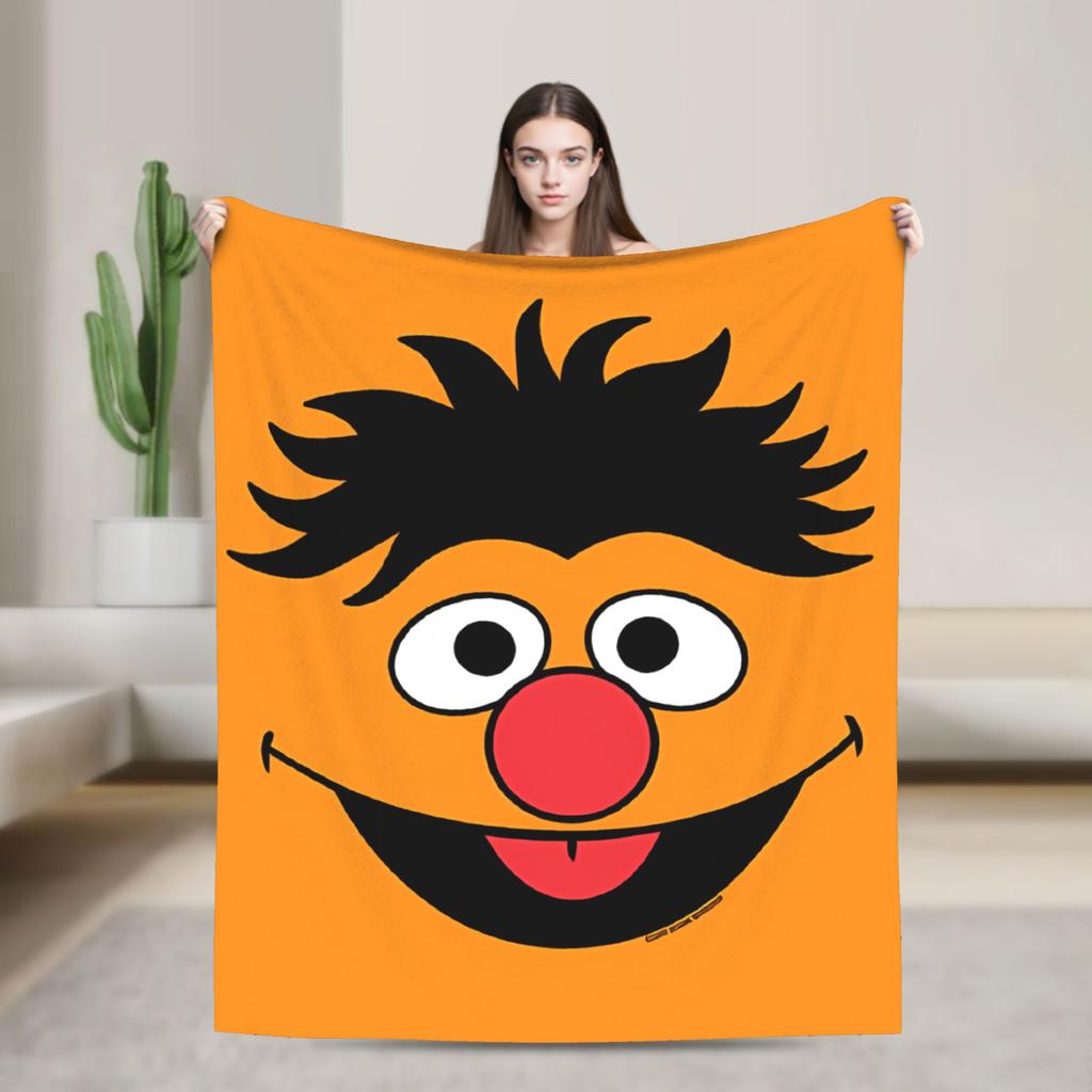 Sesames Streets Cartoon Blanket Warm Soft Fashion Plush Throw Blanket For Living Room Camping Flannel Bedspread Bed Cover