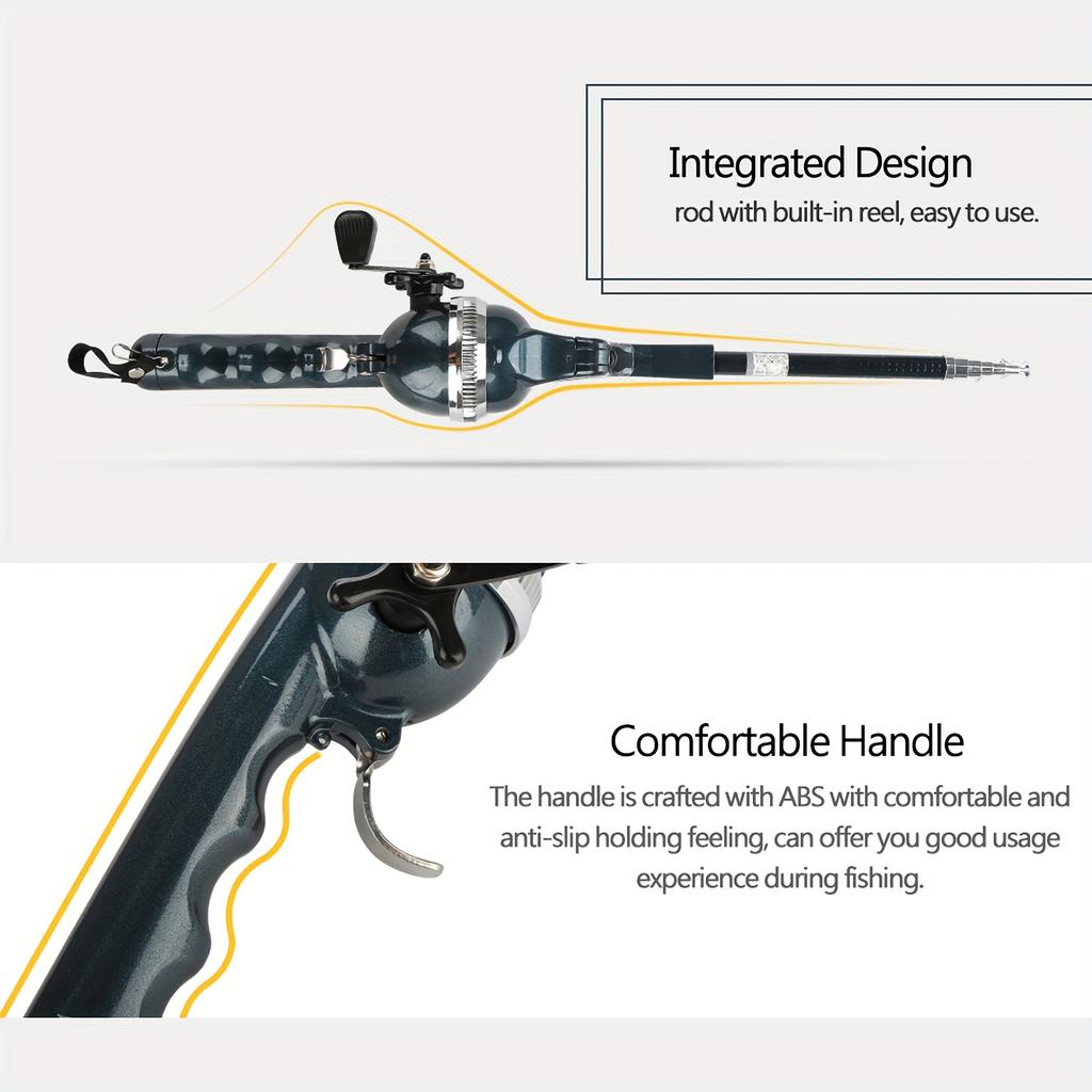 Ultralichte, opvouwbare vishengel van roestvrij staal met geïntegreerde molen - Compact en duurzaam vistuig voor zoet- en zoutwatervissen