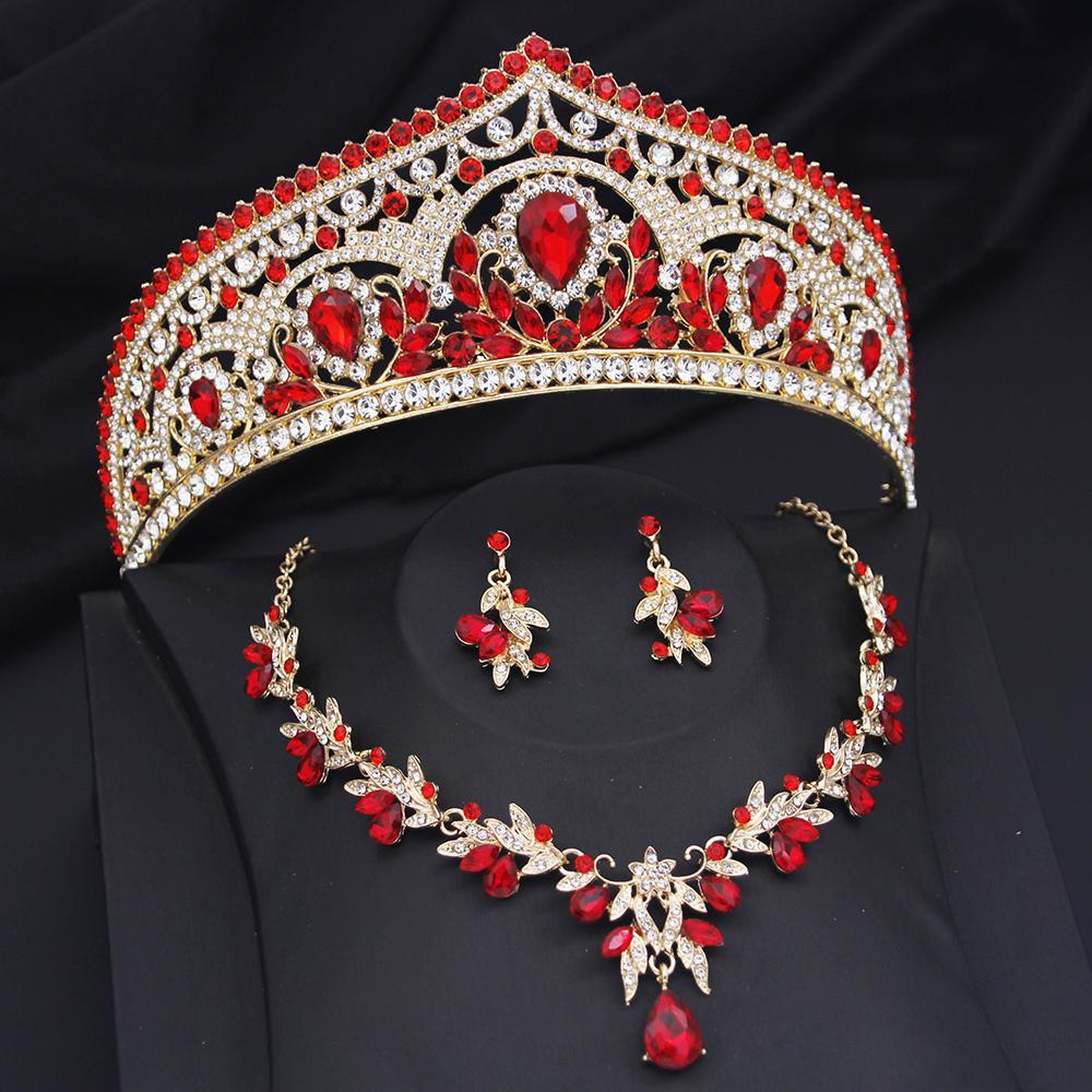 Princess Bride Crown Jewelry Sets for Women Tiaras and Necklace Earrings Set Prom Bridal Wedding Birthday Jewelry Accessory