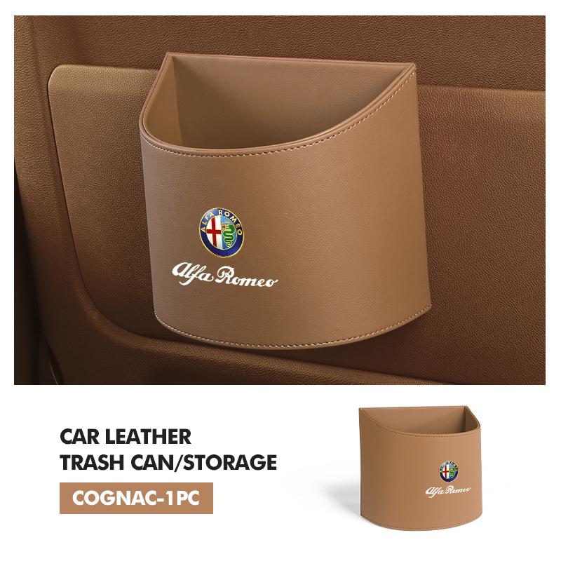 Car Stickers For Alfa Romeo Leather Car Logo Water Cup Organizer Holder Hanging Waterproof Trash Bin For Alfa Romeo Giulietta 94
