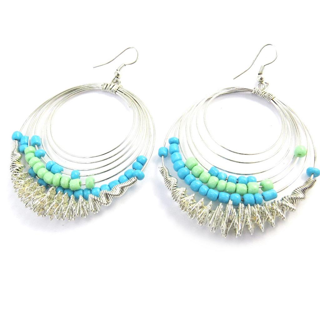 Les Trésors De Lily [M5626] - Blue Green 'Calcutta' Earrings