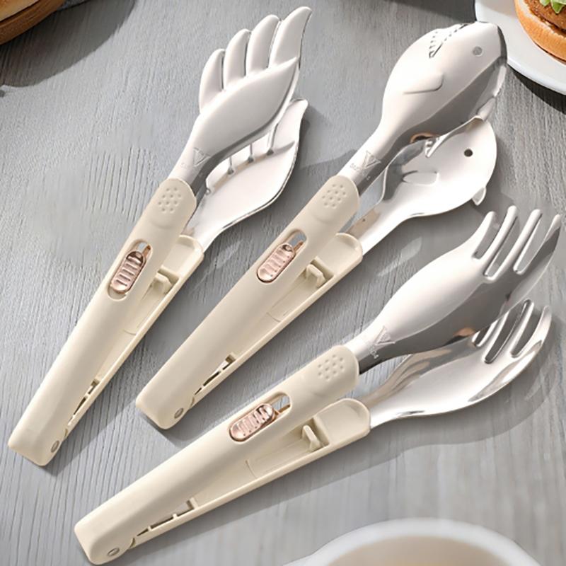 Stainless Steel Food Tongs Household Kitchen Thickened Heat-resistant Steak Tongs Food Buffet Barbecue Roasted Meat Bread Clips