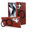 Luxury Genuine Leather Case For Samsung Galaxy S24 Ultra S23 S22 S21FE S20 Note20 S23FE Magnetic Ring Stand Bracket Phone Cases