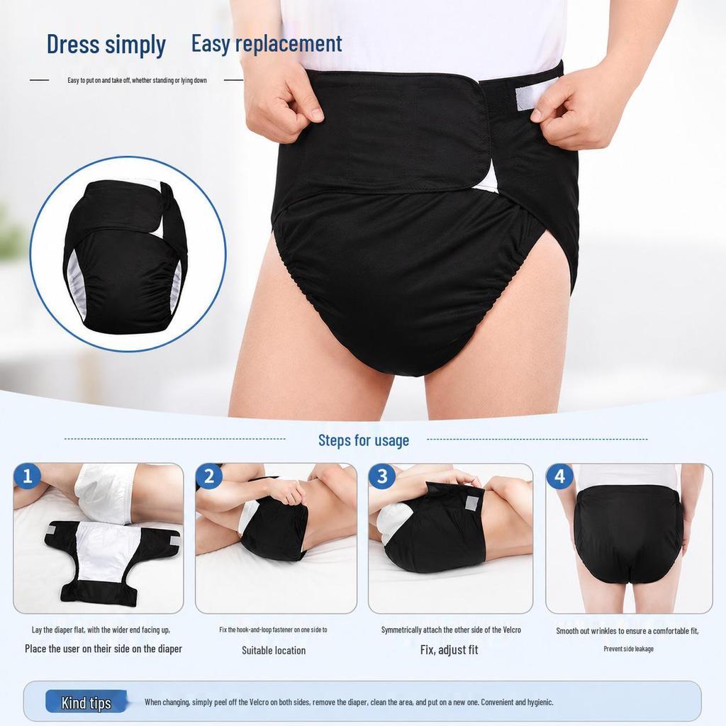Washable Reusable Leak-Proof Adult Diaper Pants with Magic Sticker for Elderly Care