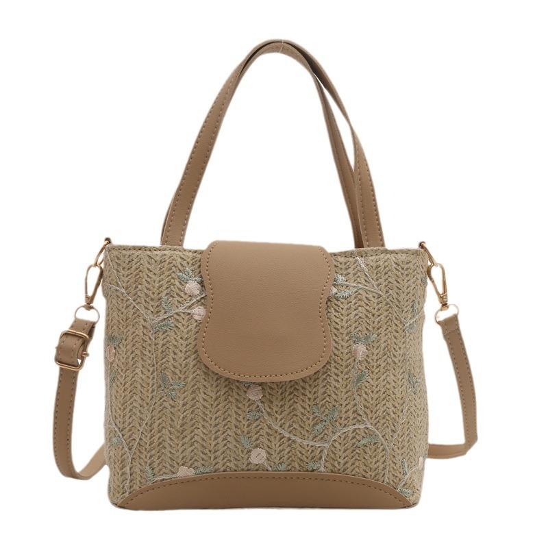 Straw Bag Autumn New Single Shoulder Oblique Span Bag Woven Portable Small Bag Women 2025 Beach Vacation Small Bag Lace