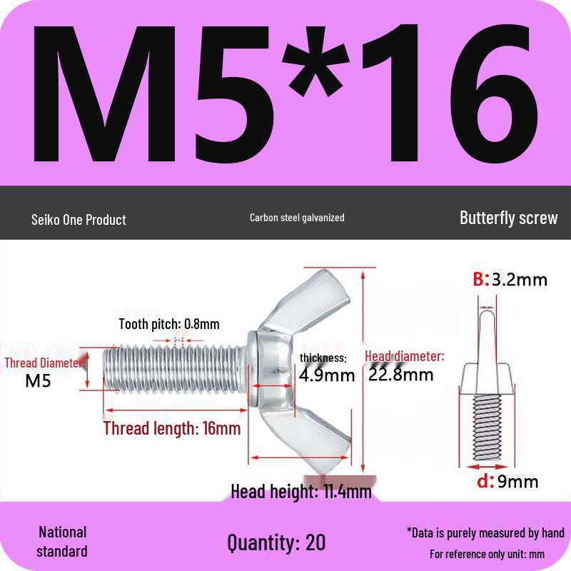 Verzinkter Kohlenstoffstahl Flügelschraube M4-M12