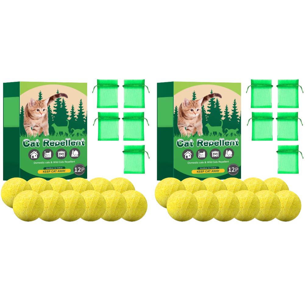 12/24Pcs Cat Repellent Ball Natural Peppermint Oil Cat Deterrent To Keep Feral Cats Stray Dogs Out of Yard Lawn Outdoor Garden