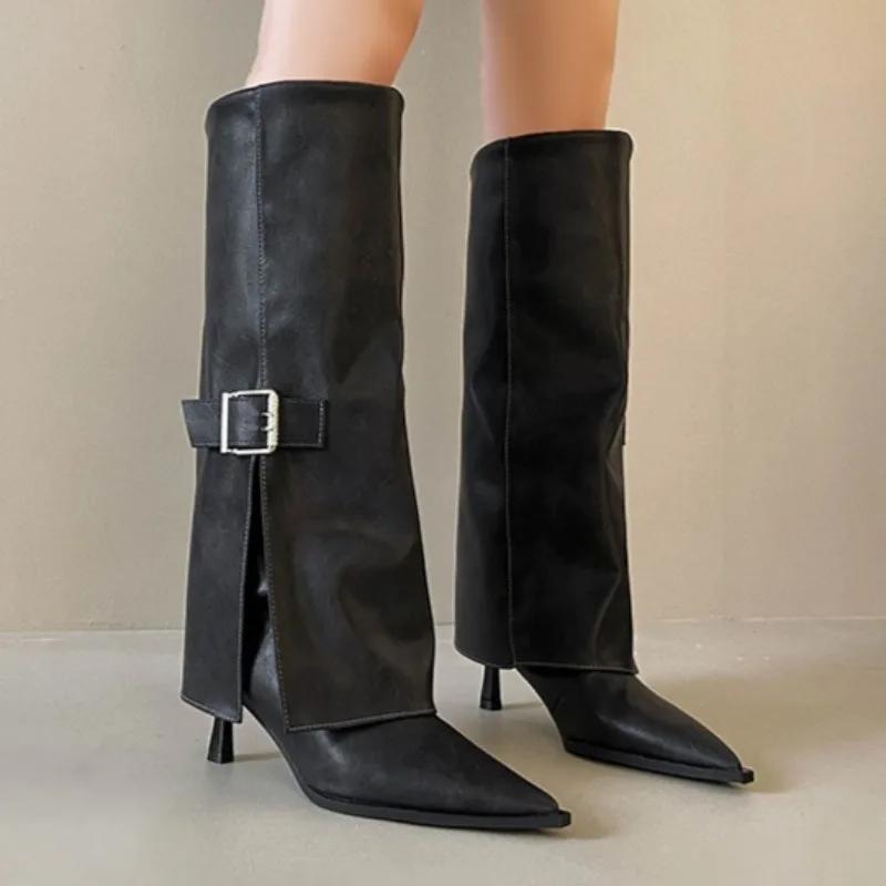 Fashion Women's Long Boots High Heels Fashion Pointed Toe Elegant Shoes Designer Knee High Boots Party 2025 Winter New Pumps Zapatillas