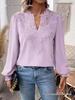 Autumn/Winter V-Neck Lace Long Sleeve Casual Solid Color Women's Top
