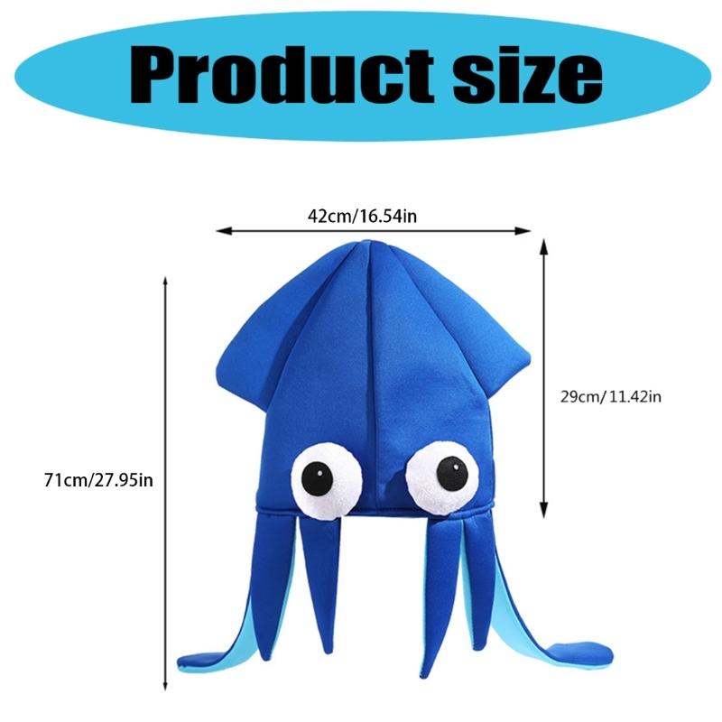 Sombrero de Calamar de Dibujos Animados Con 4 Opciones de Color Tela Suave y Transpirable Atrezo de Disfraz para Eventos Temáticos Para Diferentes Edades