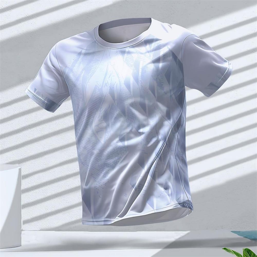 Fashionable gradient geometric pattern 3D printed sports T-shirt