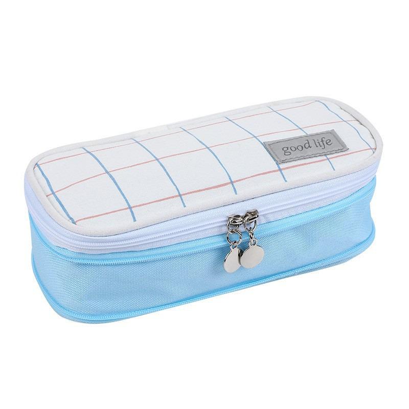 Double Layer Oxford Pencil Case: Large Capacity Multi-hole Art Sketching Storage Bag for Students