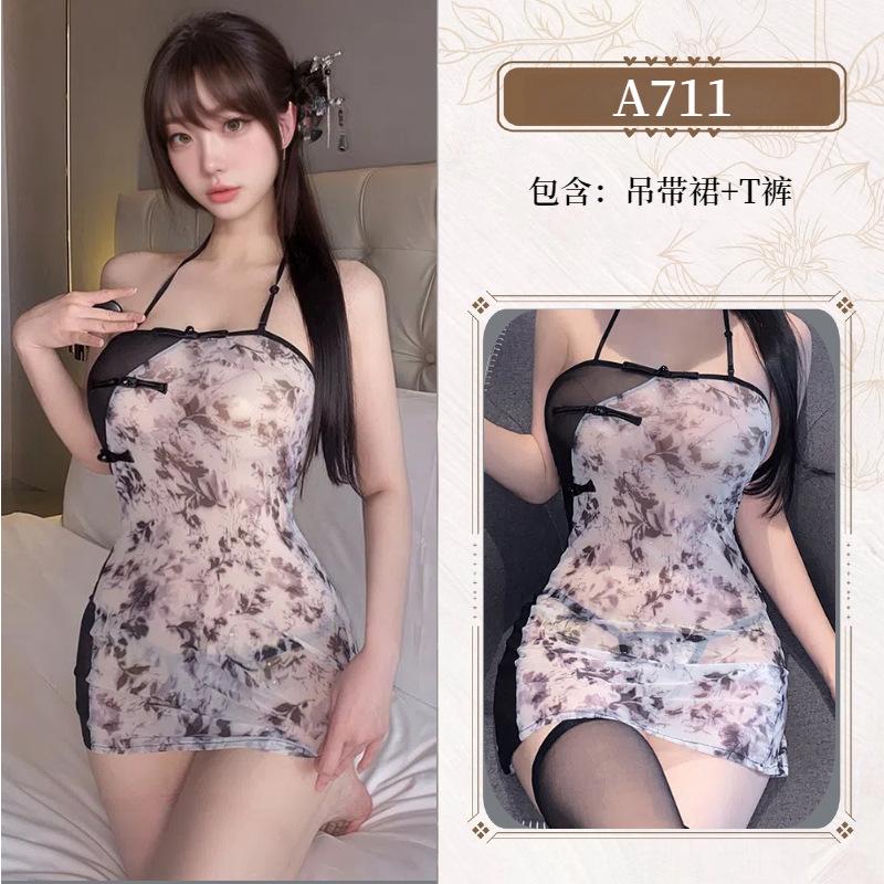 Erotic underwear Chinese tube top sexy passion temptation bed robe pure desire see-through