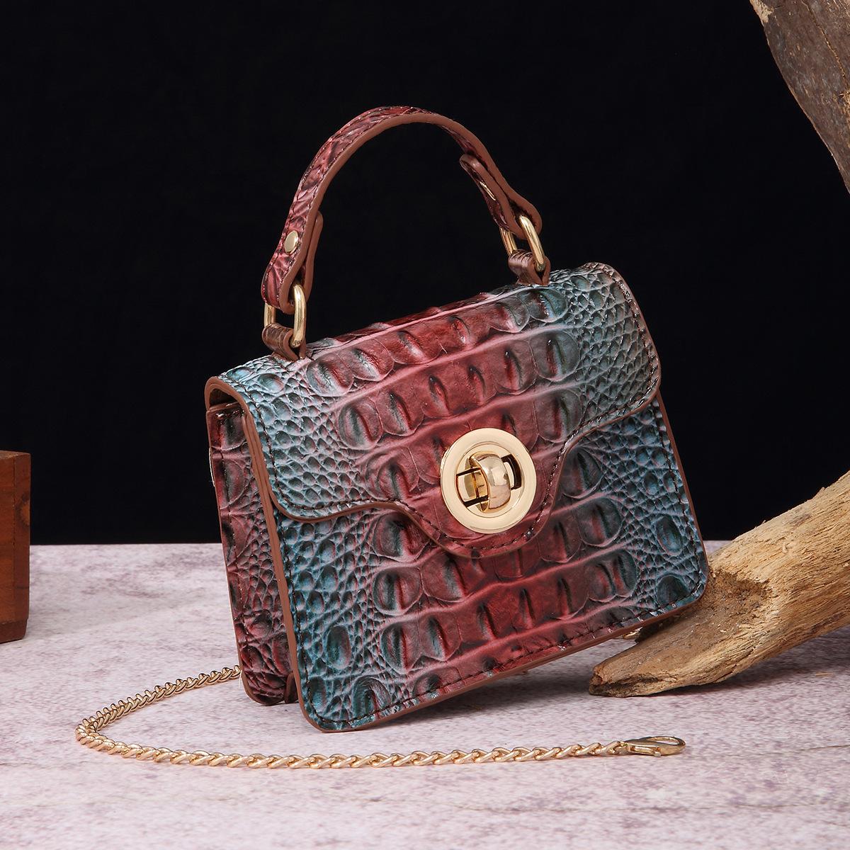 

Маленькая сумка из искусственной кожи, мини-сумка, женская сумка с градиентом, ручная сумка через плечо, женская сумка в стиле ретро, ​​разноцветная сумка с крокодиловым узором