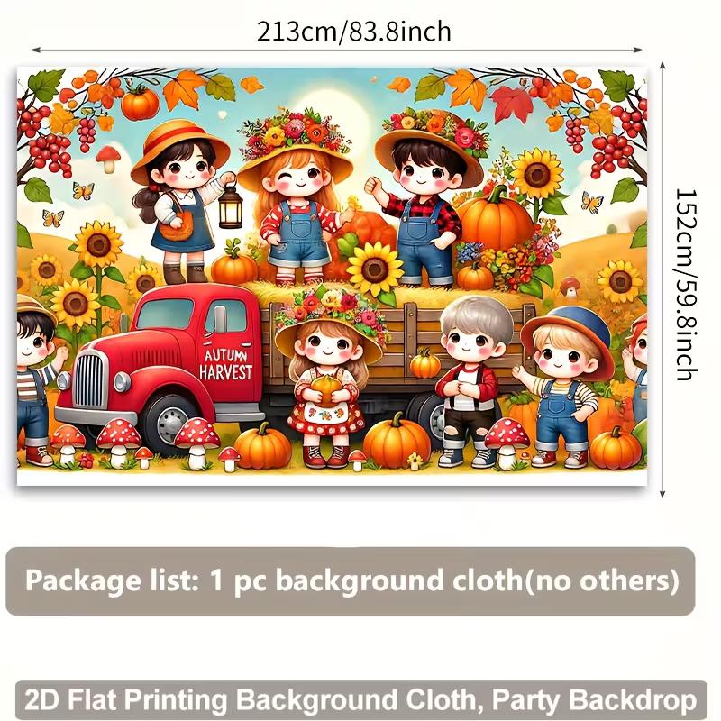 2D Whimsical Autumn Harvest Kids Photography Background