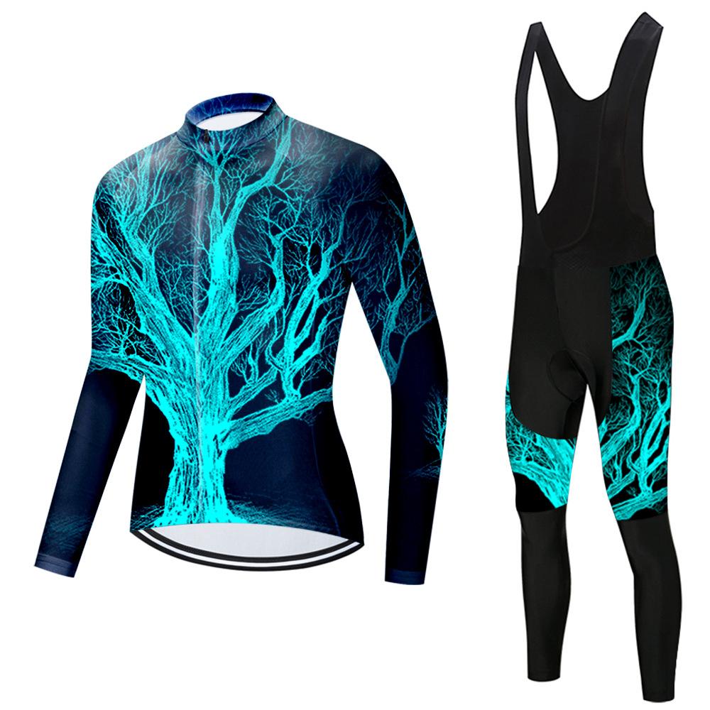 Set Long Sleeve Top Strap Pants Cycling Suit 2026 Autumn Breathable Cycling Suit Set