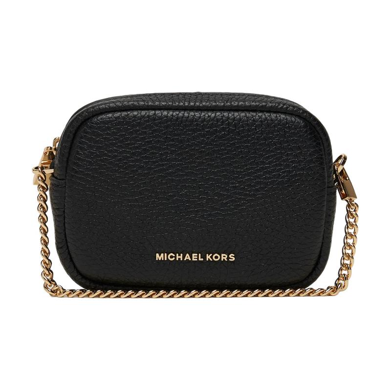 MICHAEL KORS Bryant gold metal chain leather coin purse women s black чёрный