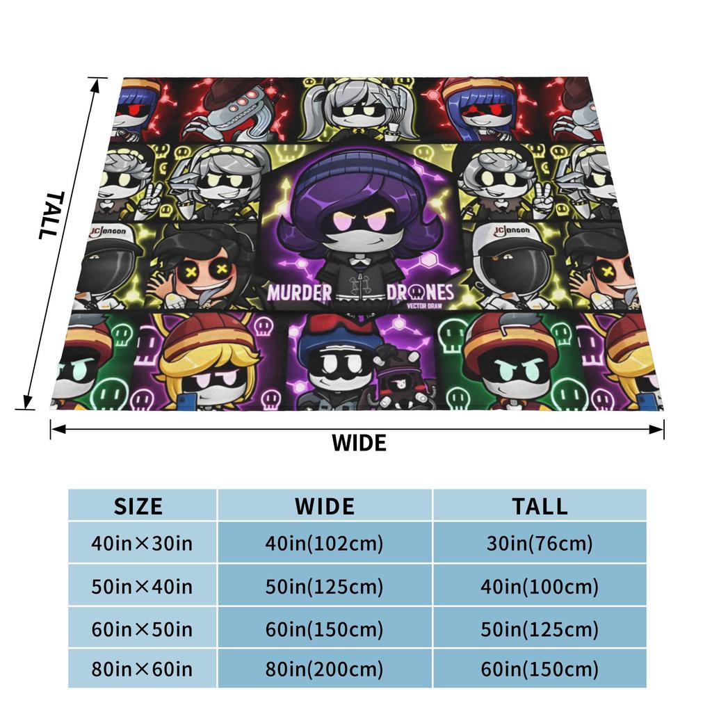 Cartoon Murder Drones Anime Blanket Flannel Summer Autumn Winter Breathable Ultra-Soft Throw Blanket for Bed Travel Rug Piece
