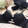 1 Set/French Fashion Women Underwear Set Thin Cup Comfort Bra Set Sexy Lace Flowers Embroidery Lingerie Hollow Push Up Brassiere