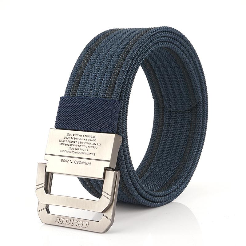 TUSHI Personality Double Loop Buckle Belt Men s Nylon Casual Pants Student Trend 120cm
