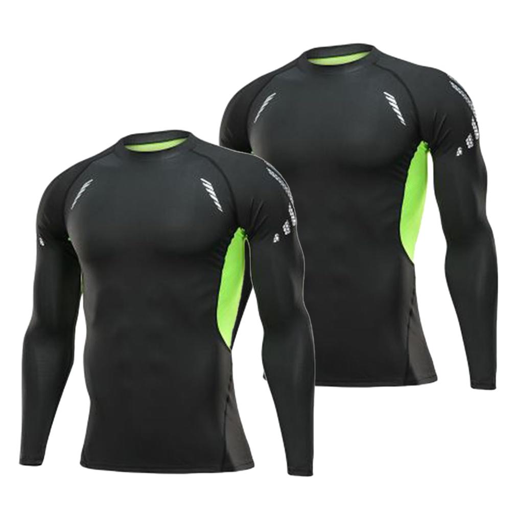 XiXiV Long Sleeve Compression Sports Base Training Wear Men's Shirt, 2-Pack, Undershirt, Underwear, Layer, [UV Protection, Sweat-Wicking,