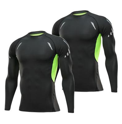 XiXiV Long Sleeve Compression Sports Base Training Wear Men's Shirt, 2-Pack, Undershirt, Underwear, Layer, [UV Protection, Sweat-Wicking,