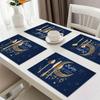 Ramadan Kareem Placemats Holiday Party Decor Navy Blue Moon Eid Al-Fitr Mubarak Kitchen Dining Table Mats Ramadan Decorations