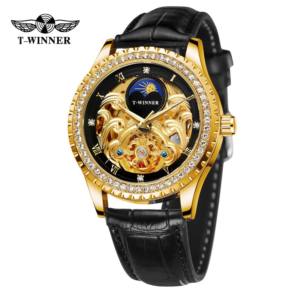 T-Winner Hollow Men'S Automatic Mechanical Watch Watc Belt Mechanical Watch