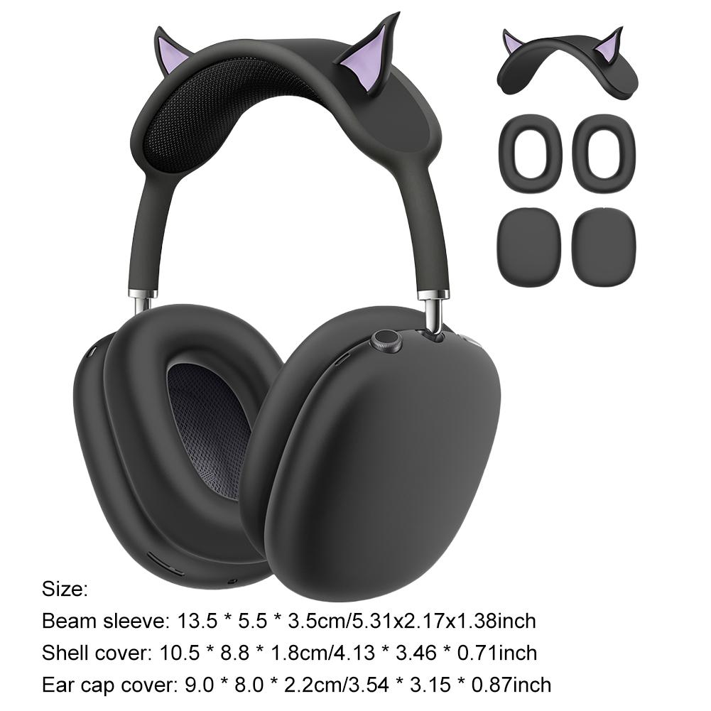 3-i-1 Silikonetui Øreputebeskytter/Ørekopper Beskytter/Pannebåndbeskytter Støtsikkert Etui for AirPods Max Trådløse Hodetelefoner