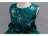 Girls' Red Embroidered Long Evening Dress - Christmas Princess & Performance Outfit
