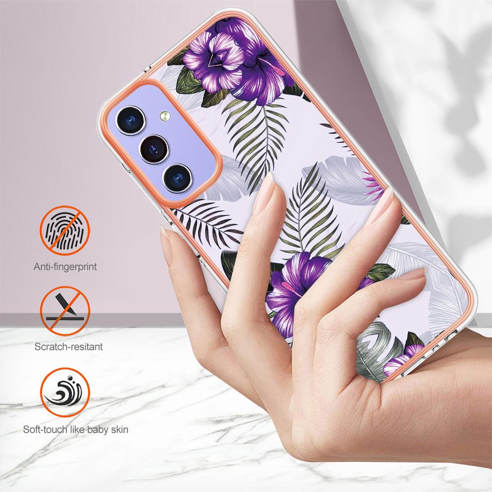 For Samsung Galaxy A15 5G Case with IMD Marble Flower Pattern TPU Mobile Back Cover