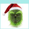 Rascal Grünes Monster Der Grinch Maske Mit Weihnachtsmütze Für Erwachsenen Cosplay Spaß