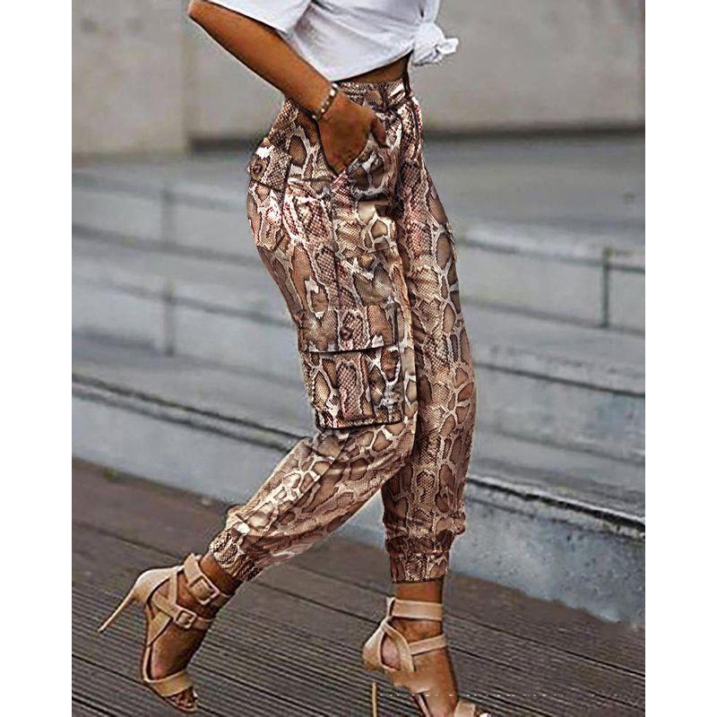 2021 New European and American Fashion Loose Multi-pockets Feet Cargo Pants Women Fj172