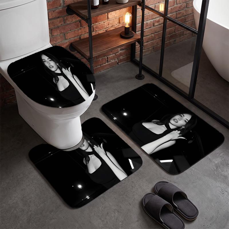 Madison Beer (5)Flannel Toilet 3 Piece Set Soft Bathroom Rug Non-Slip Toilet Seat Cover Bathroom Home Decor