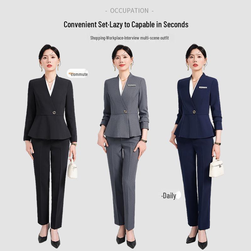 

Women s Spring/Autumn 2024 New Style Hotel Workwear Temperament Formal Suit Set 2XL